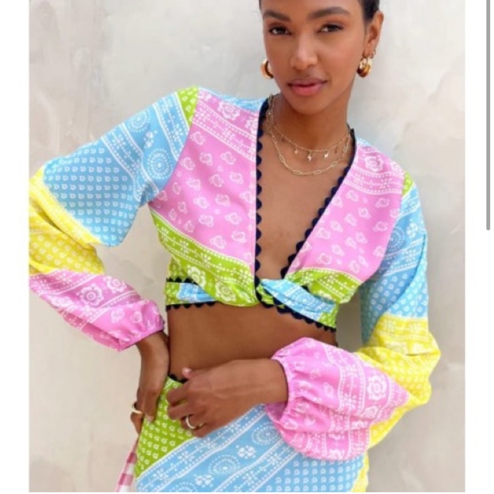 NWT Never Fully Dressed Multicolor Boho Wrap Top